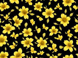 senza soluzione di continuità modello con giallo colore fiori su un' nero sfondo foto