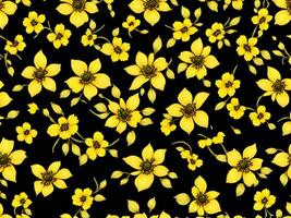 senza soluzione di continuità modello con giallo colore fiori su un' nero sfondo foto