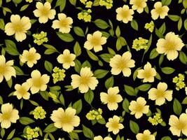 senza soluzione di continuità modello con giallo colore fiori su un' nero sfondo foto