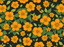 senza soluzione di continuità modello con giallo e arancia pendenza colore fiori su un' nero sfondo foto