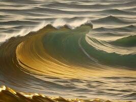 acqua onde nel il mare con d'oro colore foto