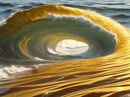 acqua onde nel il mare con d'oro colore foto