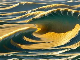 acqua onde nel il mare con d'oro colore foto