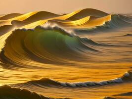 acqua onde nel il mare con d'oro colore foto