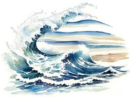 acquerello mare acqua onde pittura illustrazione foto