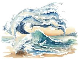 acquerello mare acqua onde pittura illustrazione foto