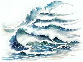 acquerello mare acqua onde pittura illustrazione foto
