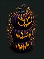Halloween zucca spaventapasseri orrore viso fantasma tema illustrazione foto