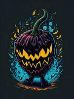 Halloween zucca spaventapasseri orrore viso fantasma tema illustrazione foto