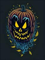 Halloween zucca spaventapasseri orrore viso fantasma tema illustrazione foto