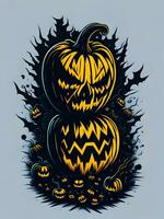 Halloween zucca spaventapasseri orrore viso fantasma tema illustrazione foto