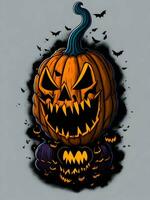 Halloween zucca spaventapasseri orrore viso fantasma tema illustrazione foto