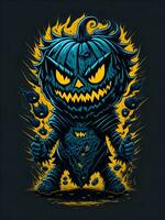 Halloween zucca spaventapasseri orrore viso fantasma tema illustrazione foto