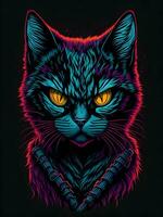 neon nero gatto su nero sfondo per Halloween illustrazione foto