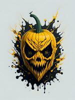 Halloween zucca con orrore viso illustrazione su nero sfondo foto