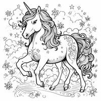 unicorno colorazione pagine cartone animato stile foto