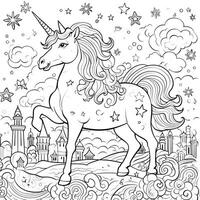 unicorno colorazione pagine cartone animato stile foto