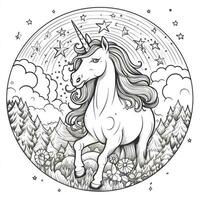 unicorno colorazione pagine cartone animato stile foto