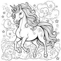 unicorno colorazione pagine cartone animato stile foto