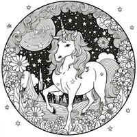 unicorno colorazione pagine cartone animato stile foto