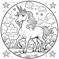 unicorno colorazione pagine cartone animato stile foto