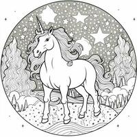 unicorno colorazione pagine cartone animato stile foto