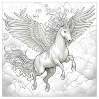 nouveau arte Pegasus colorazione pagine foto
