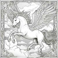 nouveau arte Pegasus colorazione pagine foto