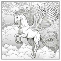 nouveau arte Pegasus colorazione pagine foto