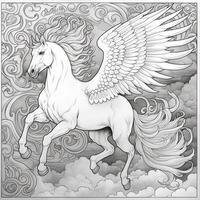 nouveau arte Pegasus colorazione pagine foto