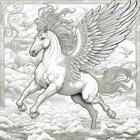 nouveau arte Pegasus colorazione pagine foto
