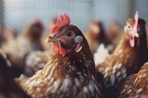 pollo azienda agricola con molti salutare pollo e fresco uova, ai generativo foto