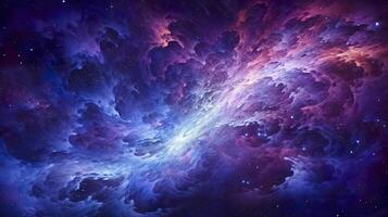 nebulosa galassia sfondo con viola blu esterno spazio. cosmo nuvole e bellissimo universo notte stelle. ai generativo foto