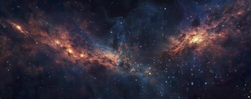 un' foto di molto buio stellato notte spazio prese a partire dal giacomo Webb spazio telescopio, notte cielo, buio nero e buio blu tono, nebulosa, ai generativo