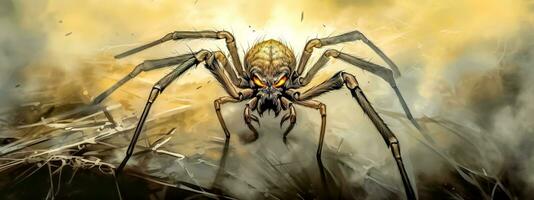 aracnofobia paura di ragni, pauroso pauroso mostro nel il forma di un' ragno nel il foresta, fatto con generativo ai foto