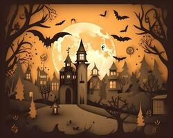 Halloween carta arte sfondo generativo ai. foto