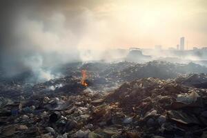 inquinamento di ambiente con spazzatura, ambientale, ecologico disastro. ecologico tema Salva pianeta. ai generativo foto