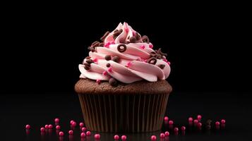 foto di un' delizioso dolce cupcake, davanti Visualizza, generato di ai