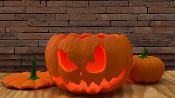 il Jack o lanterna zucca per Halloween soddisfare 3d interpretazione foto