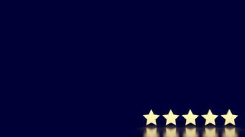 il oro cinque stella su blu sfondo 3d interpretazione foto