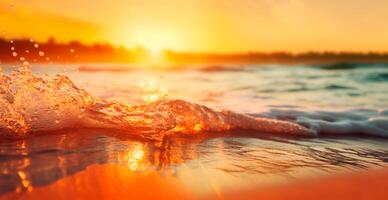 luminosa soleggiato spiaggia, vacanza vacanza concetto a mare, oceano, turismo - ai generato Immagine foto