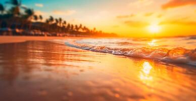 luminosa soleggiato spiaggia, vacanza vacanza concetto a mare, oceano, turismo - ai generato Immagine foto