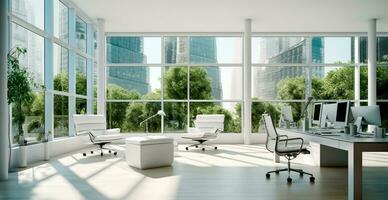 astratto leggero bianca sfocato ufficio sfondo senza persone - ai generato Immagine foto