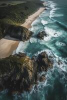 aereo Visualizza a bellissimo spiaggia, creato con generativo ai foto