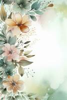 florals nel verde acquerello confine, creato con generativo ai foto
