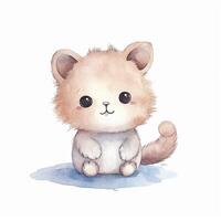 carino kawaii animale cartone animato personaggio isolato su bianca sfondo, creato con generativo ai foto