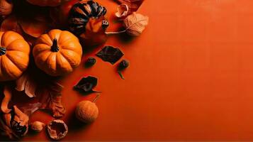 Halloween sfondo con mazzo di arancia zucche su spaventoso sfondo, ai generativo foto