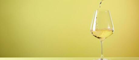 foto di bianca vino essere versato in un' bicchiere con copia spazio con copia spazio