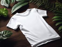 commerciale bianca maglietta modello ai generativo foto
