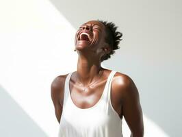 studio tiro di africano donna dinamico emotivo gesti ai generativo foto